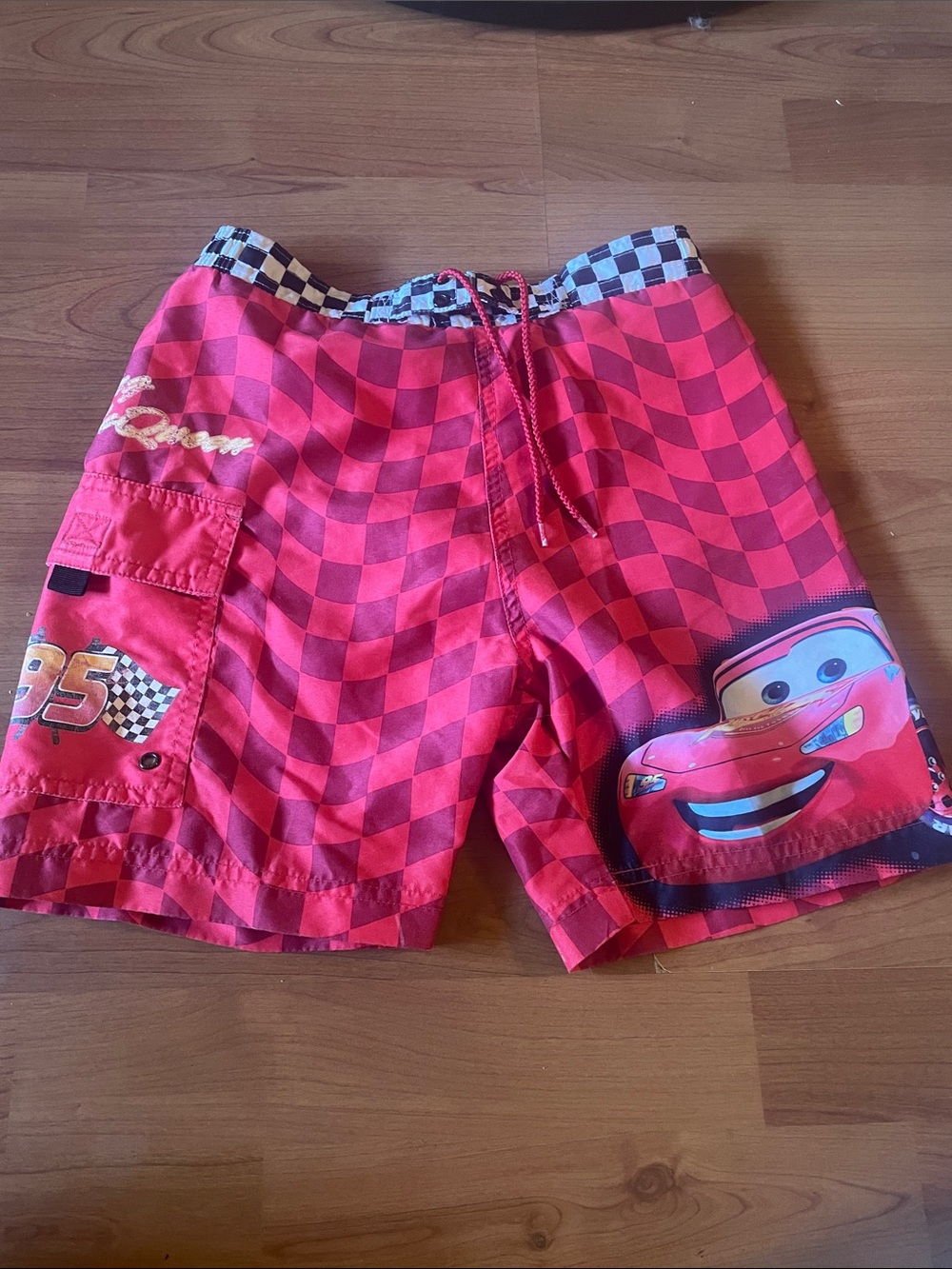 Disney Red and Black Lightning McQueen Kids Swim Trunks